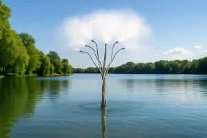 Mistree Floating in Lake