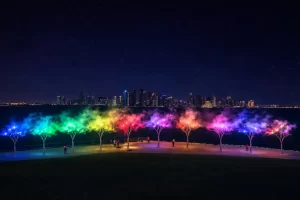 MISTREE Evening Light Show Doha Harbour